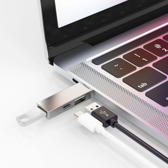 USB-C Hub WiWU T02 Pro, 3x USB 3.0 – šedá