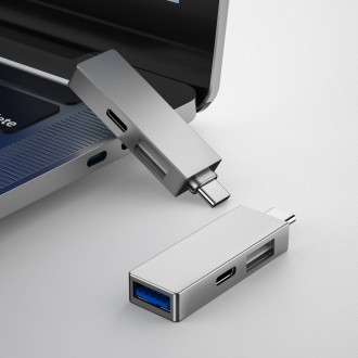 USB-C Hub WiWU T02 Pro, 3x USB 3.0 – šedá