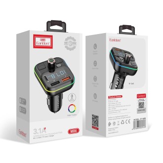 FM transmitter Earldom ET-M86, Bluetooth, USB, Type-C, PD, 3.1 A – černá