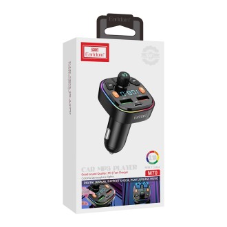 FM transmitter Earldom ET-M70, Bluetooth, USB, 3.1 A – černá