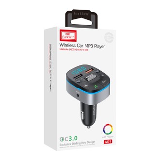 FM transmitter Earldom ET-M74, Bluetooth, USB, Micro SD, QC 3.0 – černá