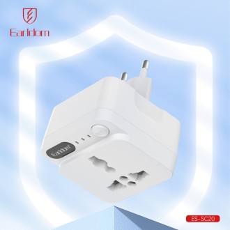 Univerzální cestovní adaptér Earldom ES-SC20 s časovačem, UK/US na EU, 250 V – bílá