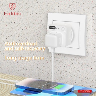 Univerzální cestovní adaptér Earldom ES-SC20 s časovačem, UK/US na EU, 250 V – bílá