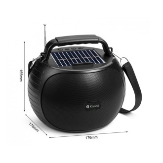 Solární reproduktor Kisonli SC-22, Bluetooth, USB, SD, AUX – černá