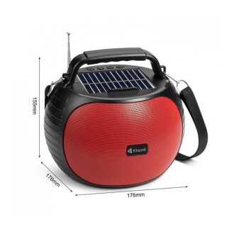 Solární reproduktor Kisonli SC-22, Bluetooth, USB, SD, AUX – červená