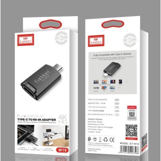 Earldom adaptér redukce USB-C na HDMI 4K (ET-W19) – šedá