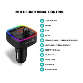 Connect IT CarRGB Bezdrátový FM transmitter, 2xUSB + MicroSD – černá