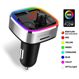 Connect IT CarRGB Bezdrátový FM transmitter, 2xUSB + MicroSD – stříbrná