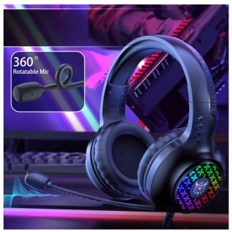 Onikuma X7 Pro herní podsvícená sluchátka s mikrofonem, 3.5mm + USB – černá