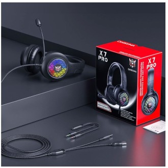 Onikuma X7 Pro herní podsvícená sluchátka s mikrofonem, 3.5mm + USB – černá