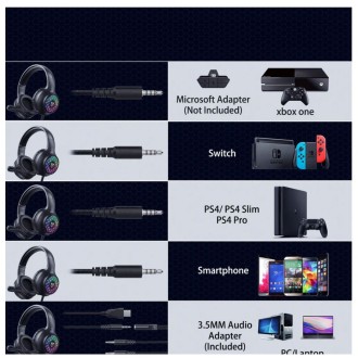 Onikuma X7 Pro herní podsvícená sluchátka s mikrofonem, 3.5mm + USB – černá