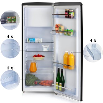 Retro lednice s mrazákem uvnitř - černá - PRIMO PR164RKZ