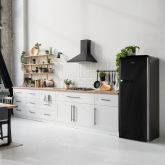 Retro lednice s mrazákem uvnitř - černá - PRIMO PR164RKZ