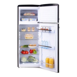 Retro lednice s mrazákem nahoře - černá - PRIMO PR166RKZ