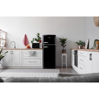 Retro lednice s mrazákem nahoře - černá - PRIMO PR166RKZ