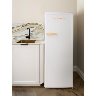 Retro mrazák - bílý s dekorací dřeva - DOMO DO91711R