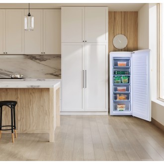 Retro mrazák - bílý s dekorací dřeva - DOMO DO91711R