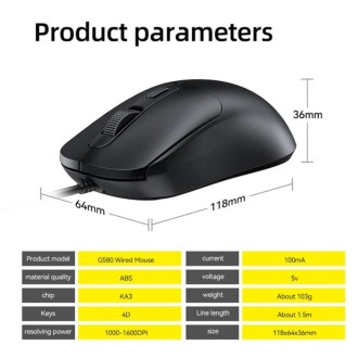 T-Wolf G580 Drátová myš – černá