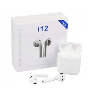 High Quality Bezdrátová TWS sluchátka i12 – bílá