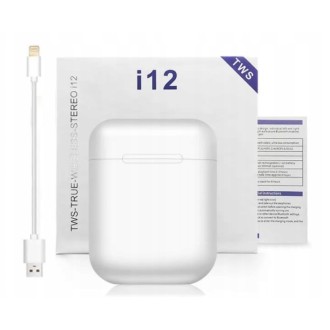 High Quality Bezdrátová TWS sluchátka i12 – bílá