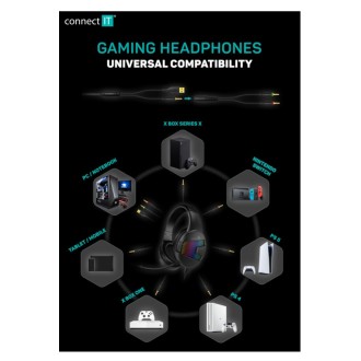 Connect IT Battle RGB Ed. 3 herní sluchátka s mikrofonem, 2x Jack+USB – černá