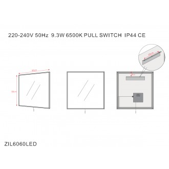 Zrcadlo s LED osvětlením Naturel Iluxit 60x60 cm chrom ZIL6060LED