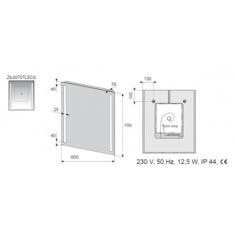 Zrcadlo s LED osvětlením Naturel Iluxit 60x70 cm ZIL6070TLEDS