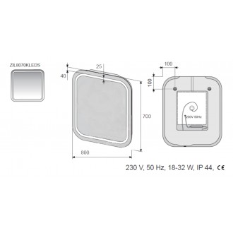 Zrcadlo s LED osvětlením Naturel Iluxit 80x70 cm ZIL8070KLEDS