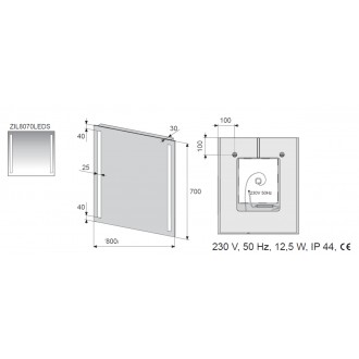 Zrcadlo s LED osvětlením Naturel Iluxit 80x70 cm ZIL8070LEDS