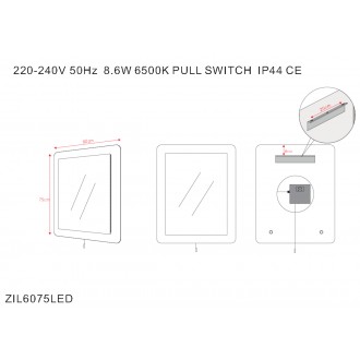 Zrcadlo s LED osvětlením Naturel Pavia Way 60x75 cm ZIL6075LED