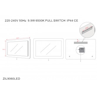 Zrcadlo s LED osvětlením Naturel Pavia Way 90x60 cm ZIL9060LED