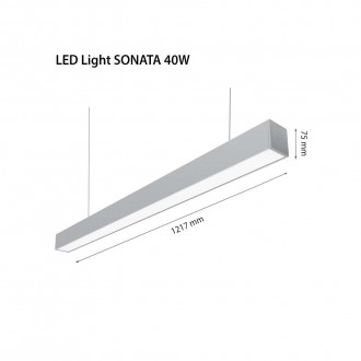 2R LED lineární závěsné svítidlo-40W-3000K-IP20-stříbrné SKU36529