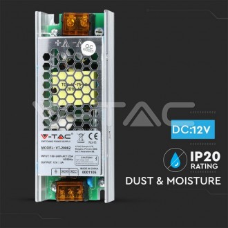V-TAC Napájecí adaptér pro LED pásky 60W-5A-12V-IP20-kovový-VT-20062 VT-20062