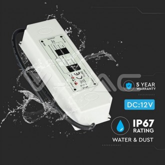 V-TAC Napájecí adaptér pro LED pásky 100W- 8,3A -12V- IP67-plastový VT-22105