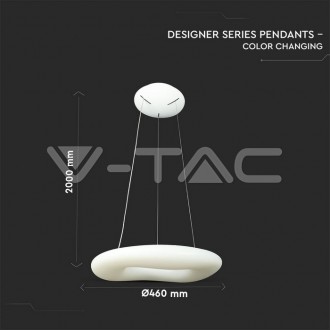 V-TAC Designový LED lustr 32W -3100LM-Stmívatelný-bílý SKU3958