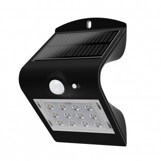 V-TAC LED solární nástěnné svítidlo s pohybovým senzorem 1,5W-220 LM-IP65-černé VT-767-2