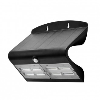 V-TAC LED solární nástěnné svítidlo s pohybovým senzorem 7W-4000K-IP65-černé-VT-767-7 VT-767-7