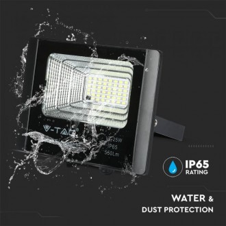 V-TAC LED reflektor se solárním panelem 12W-4000K-IP65-černí VT-25W