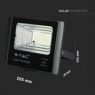 V-TAC LED reflektor se solárním panelem 12W-4000K-IP65-černí VT-25W