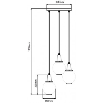 V-TAC Skleněná závěsná lampa Trio E27 s držákem-VT-7307 VT-7307