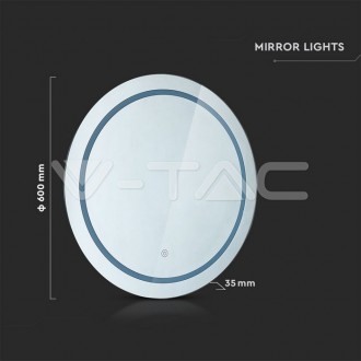 V-TAC Zrcadlo s LED osvětlením Do koupelny-kulaté 8W-IP44-3v1 VT-8602