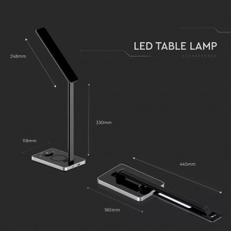 V-TAC LED stolní lampa 3v1-5W-bezdrátové nabíjení GSM-černá-2700K-6500K-VT-7505 SKU8602