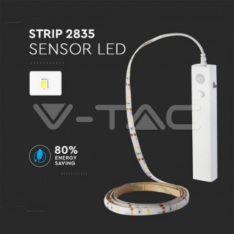 V-TAC LED pásek s pohybovým senzorem 1M 2,4W (4XAAA)-VT-8082 barevná teplota (К): teplá bílá VT-8082