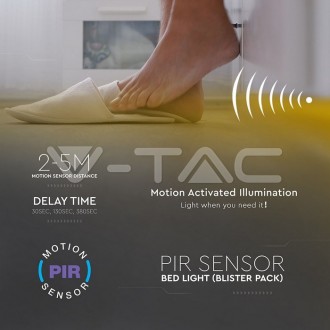 V-TAC LED pásek 6W s pohybovým senzorem pod postel 2x1.2m-IP20 barevná teplota (К): denní bílá / 4000K VT-8068