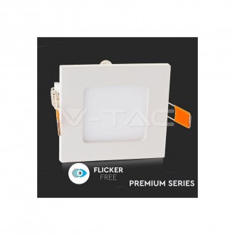 V-TAC LED panel vestavný 3W-210LM-84x84mm-čtverec-VT-307 SQ barevná teplota (К): denní bílá / 4000K SKU6296