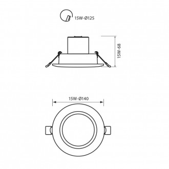 VIVALUX LED podhledové svítidlo kulaté 15W-1050LM-IP20 barevná teplota (К): teplá bílá / 3000K VIV004099