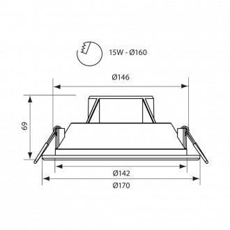 VIVALUX LED svítidlo do koupelny 15W-IP44-podhledové-kulaté-bíle barevná teplota (К): teplá bílá / 3000K VIV003553