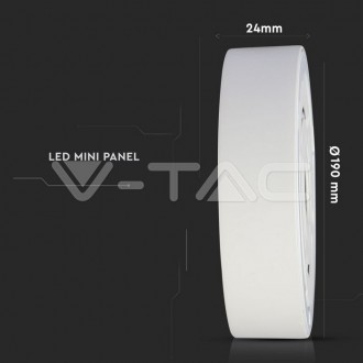 V-TAC LED panel stropní 18W-IP20-přisazený kulatý barevná teplota (К): teplá bílá / 3000K SKU4916