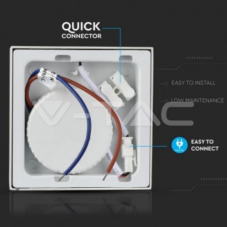 V-TAC LED panel 12W-IP20-900LM-přisazený čtverec barevná teplota (К): teplá bílá / 3000K SKU4913