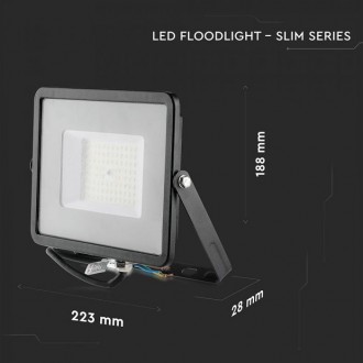 V-TAC LED reflektor-50W-120LM/W-IP65-černý-SAMSUNG CHIP-VT-56 barevná teplota (К): denní bílá / 4000K VT-56